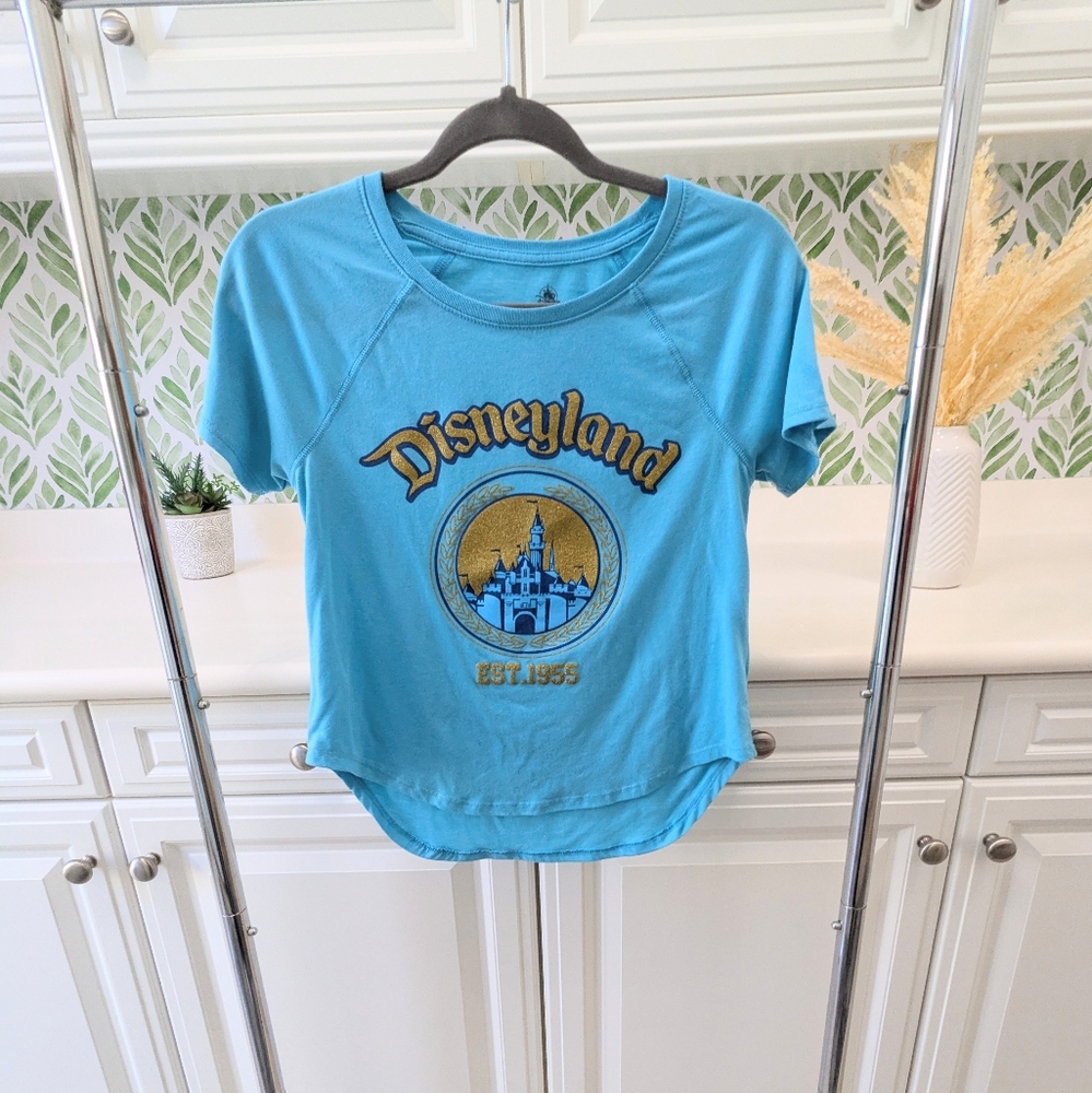 Collectible Disneyland Park Castle Gold Turquoise Tee XS Women's